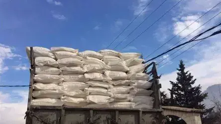משאיות סיוע הומניטרי בעיירה מדאיא, סוריה. ינואר 2016