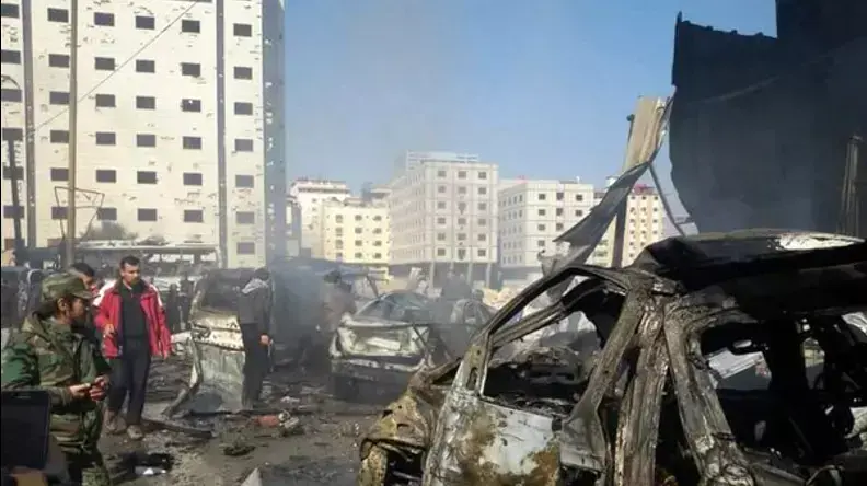 זירת פיגוע התאבדות בשכונה שיעית בדמשק, סוריה, 31 בינואר 2016