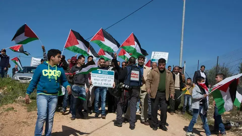 הפגנה בנבי אליאס שבשומרון נגד הפקעת קרקעות באזור, פברואר 2016