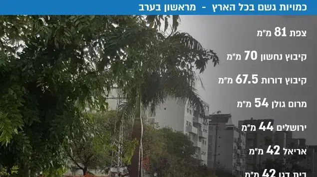 כמויות גשם בכל הארץ מאז אמש כמויות גשם בכל הארץ מאז אמש