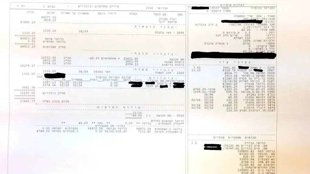 לשכת ראש הממשלה מפרסמת את תלוש השכר של ראש הממשלה בנימין נתניהו. 15 במרץ 2016 לשכת ראש הממשלה מפרסמת את תלוש השכר של ראש הממשלה בנימין נתניהו. 15 במרץ 2016