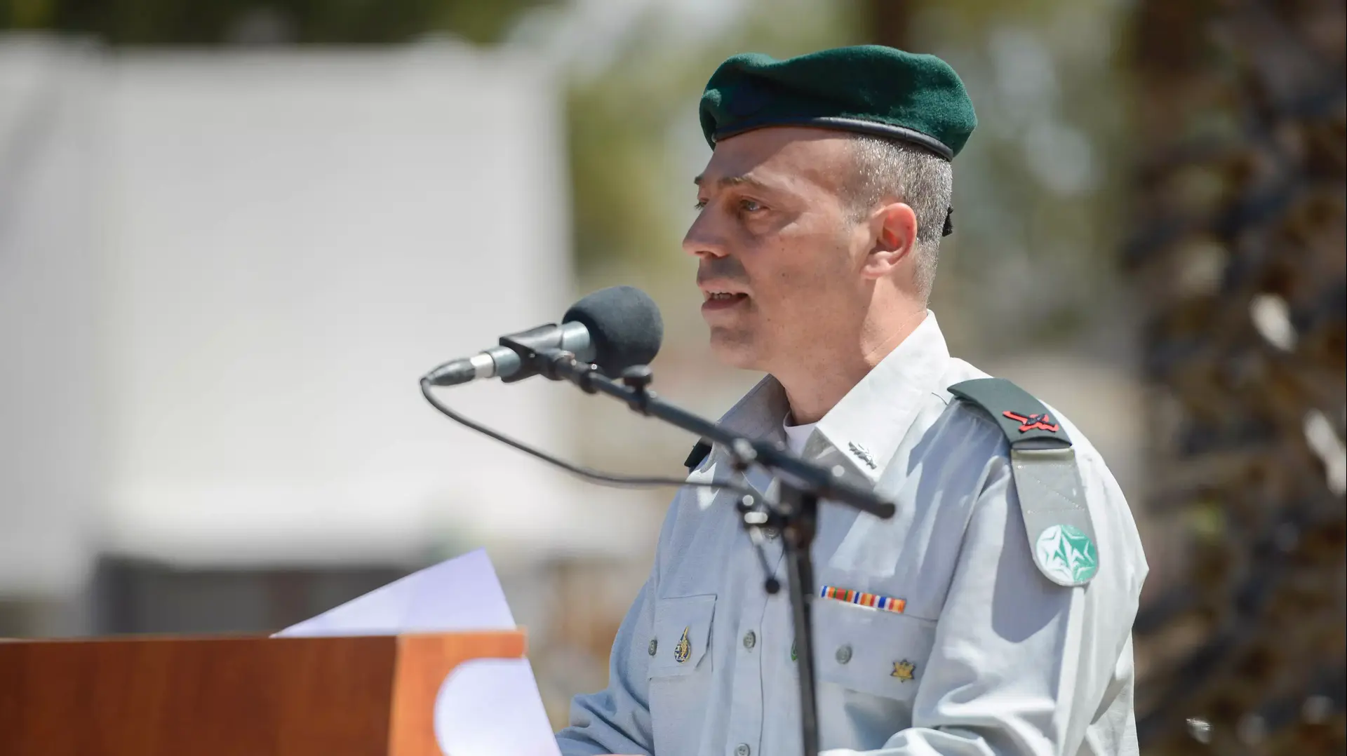 תת אלוף דרור שלום בטקס החלפת ראש חטיבת המחקר באגף המודיעין. מרץ 2016