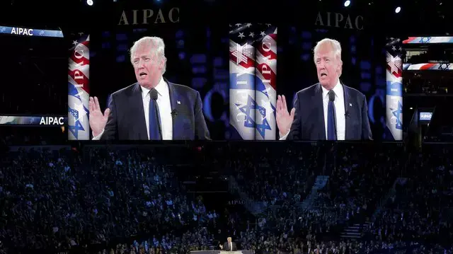 המועמד הרפובליקני המוביל דונלד טראמפ בוועידת השדולה הפרו-ישראלית איפא"ק בוושינגטון, 22 מרץ 2016 המועמד הרפובליקני המוביל דונלד טראמפ בוועידת השדולה הפרו-ישראלית איפא"ק בוושינגטון, 22 מרץ 2016