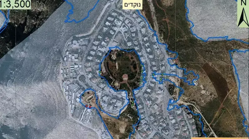 צילומי אוויר של בנייה על אדמות פלסטיניות פרטיות בנוקדים צילומי אוויר של בנייה על אדמות פלסטיניות פרטיות בנוקדים