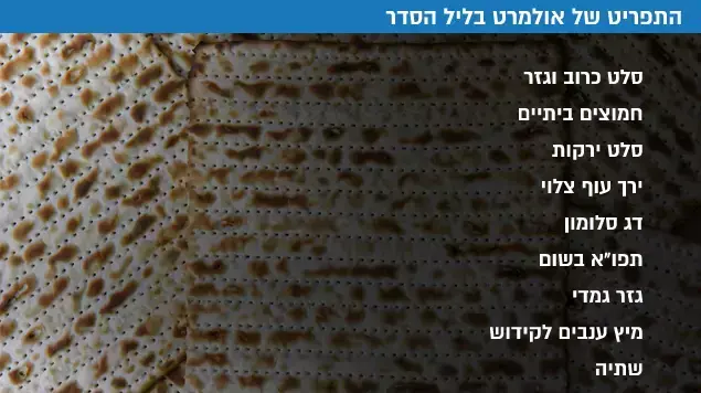 התפריט של אהוד אולמרט בליל הסדר התפריט של אהוד אולמרט בליל הסדר