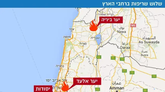 שלוש שריפות ברחבי הארץ שלוש שריפות ברחבי הארץ