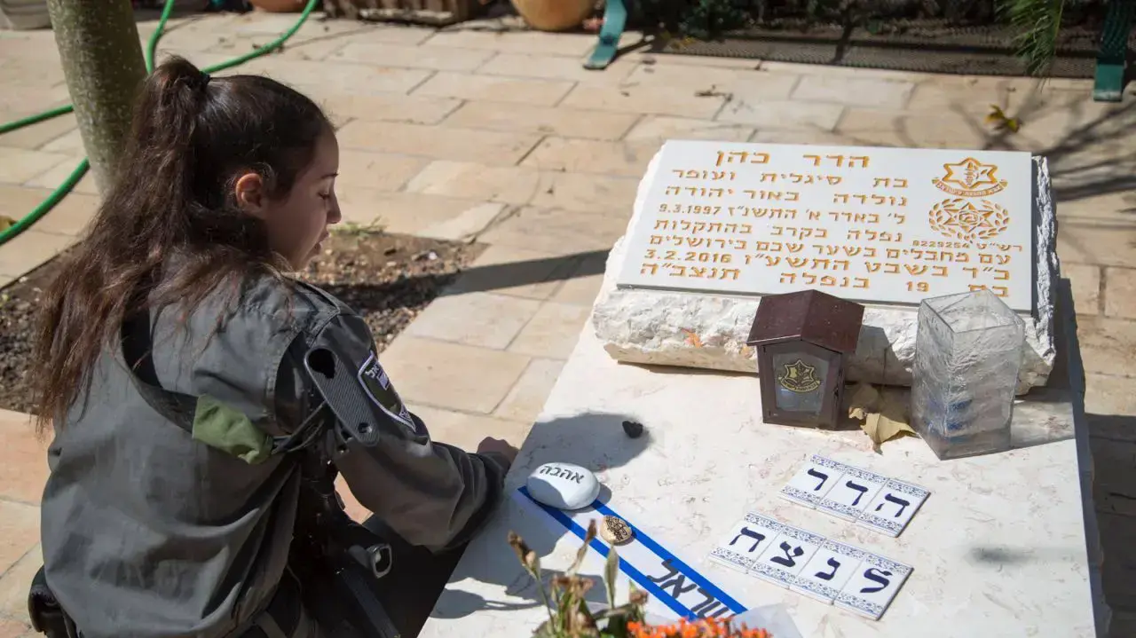רעות שבו חברתה של הדר כהן לצד קברה
