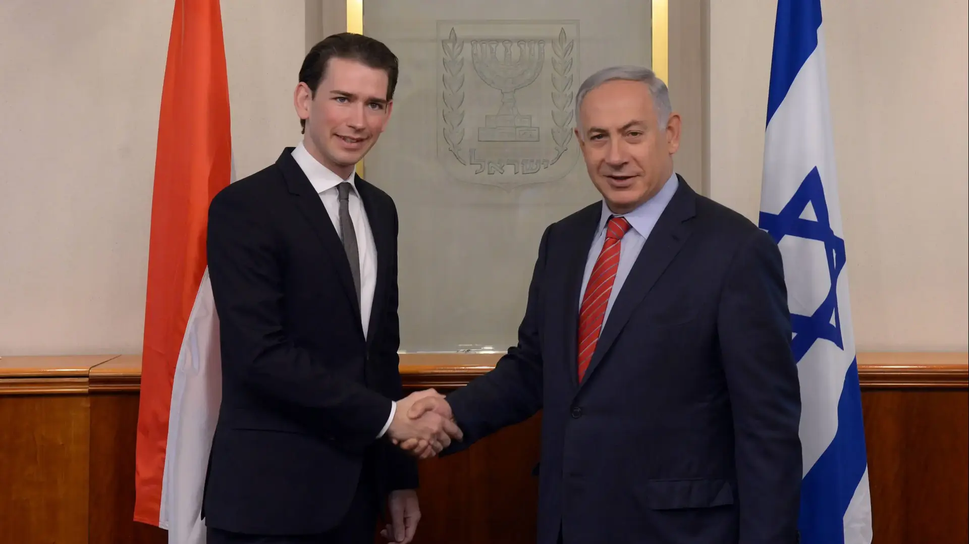 ראש הממשלה בנימין נתניהו ושר החוץ של אוסטריה סבסטיאן קורץ, 16 במאי 2016