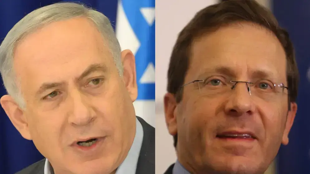 יו"ר האופוזיציה יצחק הרצוג וראש הממשלה בנימין נתניהו