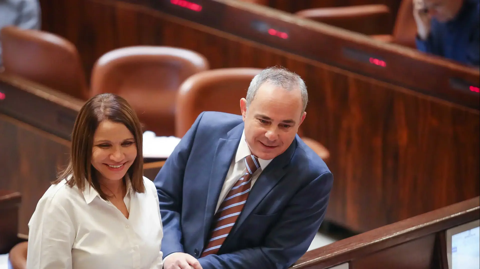 השר יובל שטייניץ וח"כ שלי יחימוביץ', פתיחת מושב הקיץ של הכנסת, 23 במאי 2016