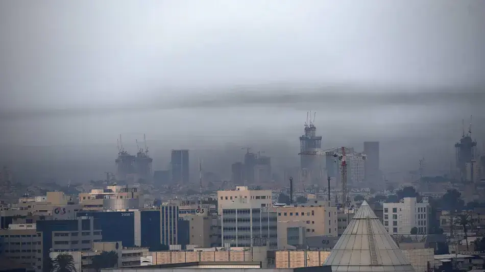 זיהום האוויר בשמיי גוש דן בבוקר שאחרי מדורות ל"ג בעומר, 26 במאי זיהום האוויר בשמיי גוש דן בבוקר שאחרי מדורות ל"ג בעומר, 26 במאי