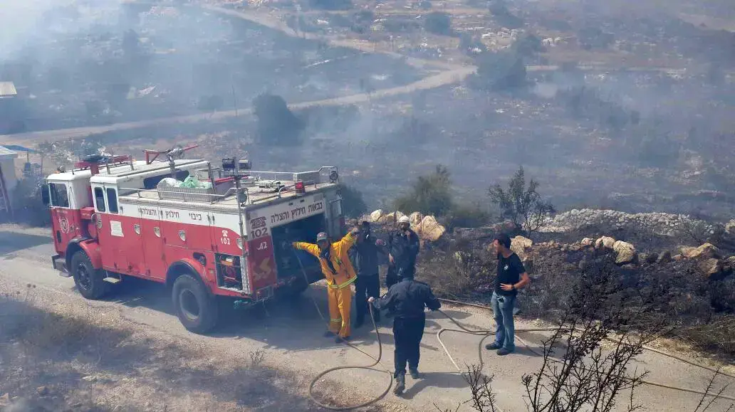 שריפה שפרצה בסמוך לקרני שומרון, יוני 2016