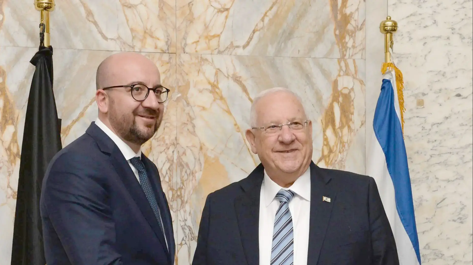 נשיא המדינה ראובן ריבלין עם ראש ממשלת בלגיה שארל מישל, פרלמנט האיחוד האירופי, בריסל. יוני 2016 נשיא המדינה ראובן ריבלין עם ראש ממשלת בלגיה שארל מישל, פרלמנט האיחוד האירופי, בריסל. יוני 2016