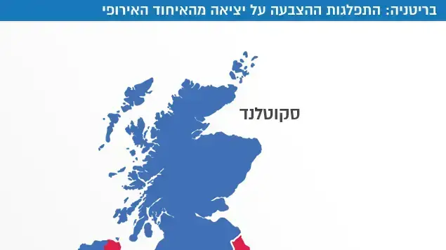 בריטניה: התפלגות ההצבעה על יציאה מהאיחוד האירופי או הישארות בו בריטניה: התפלגות ההצבעה על יציאה מהאיחוד האירופי או הישארות בו