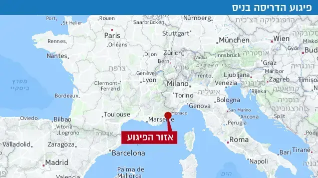 מפת אזור פיגוע הדריסה בניס, צרפת מפת אזור פיגוע הדריסה בניס, צרפת