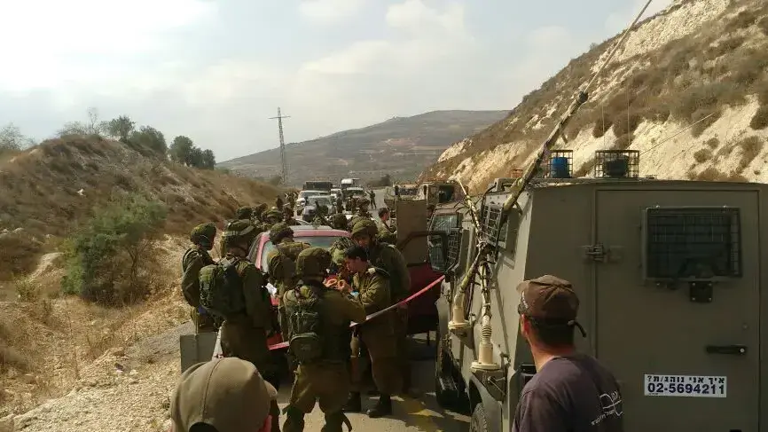 זירת פיגוע הדקירה, סמוך לשכם. 24 באוגוסט 2016 זירת פיגוע הדקירה, סמוך לשכם. 24 באוגוסט 2016