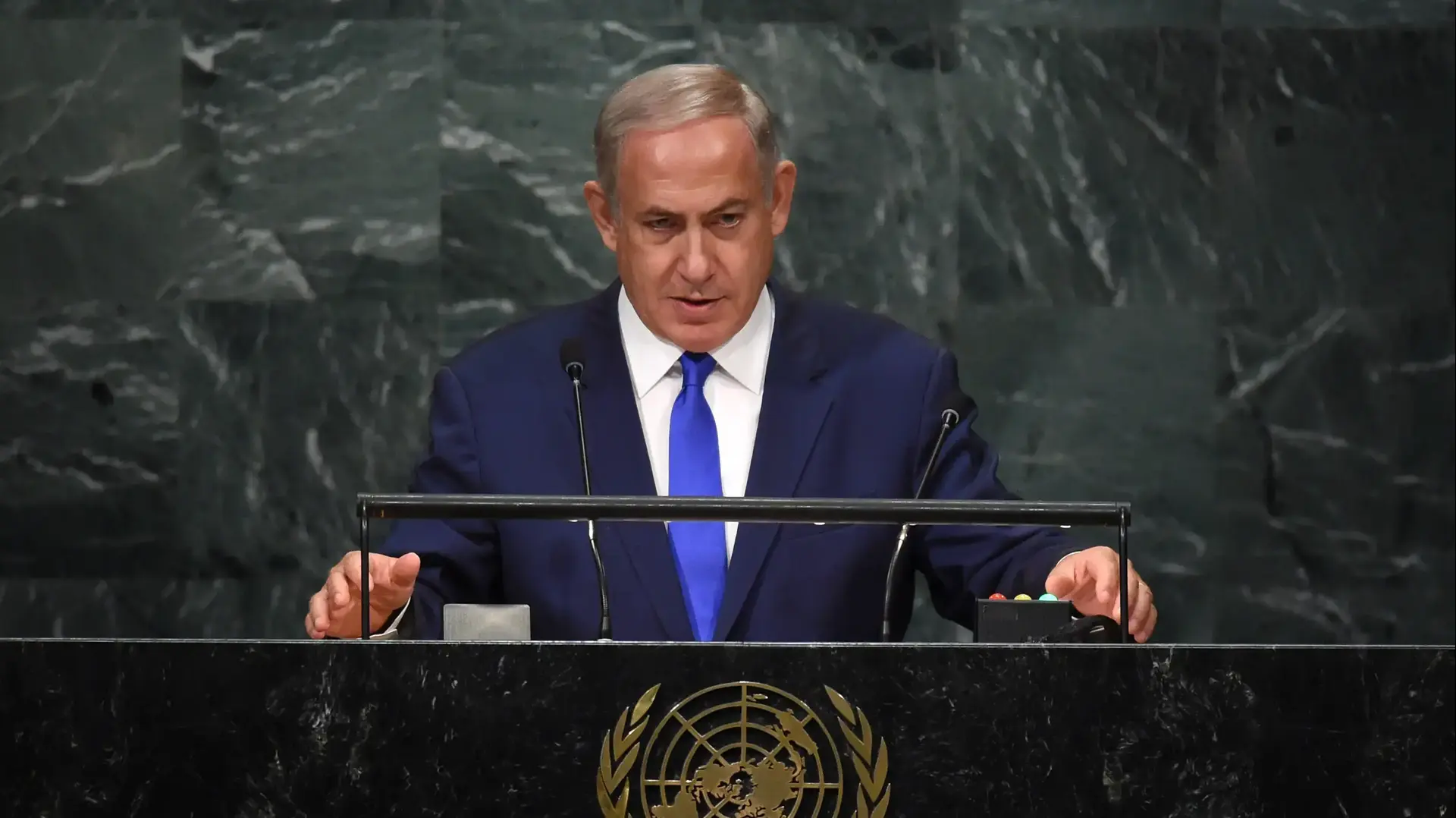ראש הממשלה בנימין נתניהו נואם בעצרת האו"ם, ניו יורק. 22 בספטמבר 2016 ראש הממשלה בנימין נתניהו נואם בעצרת האו"ם, ניו יורק. 22 בספטמבר 2016