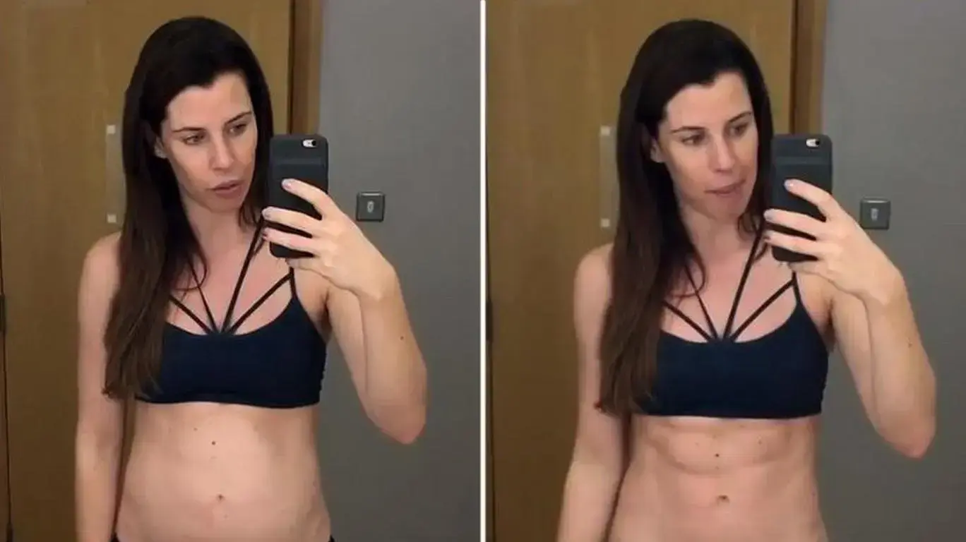 מאמנת הכושר קרלי רואנה מדגימה איך הופכים כרס לריבועים בבטן בתוך שניות