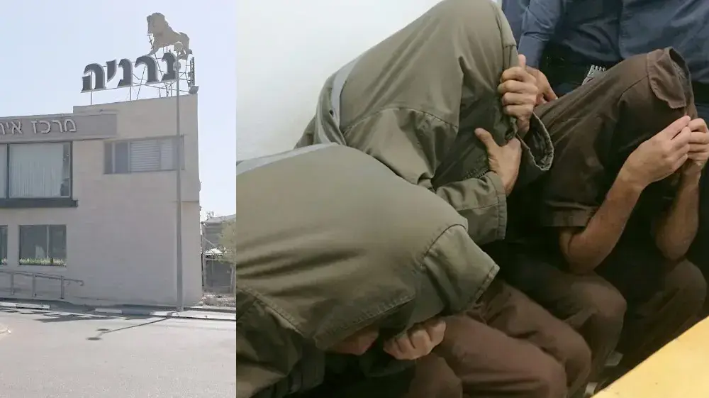 תמונת החשודים בתכנון פיגוע באולם אירועים בבאר שבע על רקע אולם האירועים נרניה
