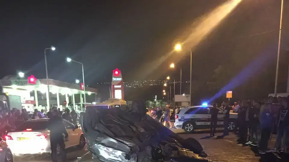 זירת התאונה בכניסה לכפר דבוריה שבצפון, 21 באוקטובר 2016 זירת התאונה בכניסה לכפר דבוריה שבצפון, 21 באוקטובר 2016