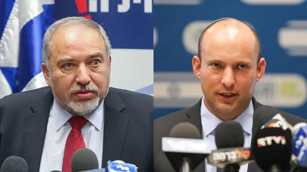 שר הביטחון אביגדור ליברמן ושר החינוך נפתלי בנט שר הביטחון אביגדור ליברמן ושר החינוך נפתלי בנט