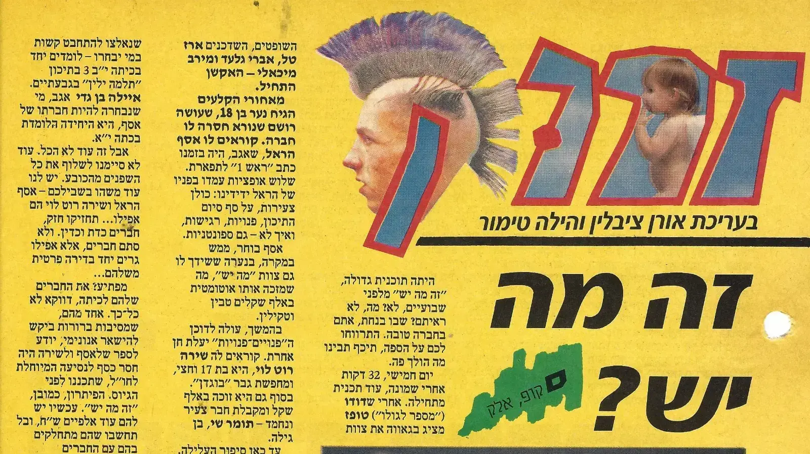 כתבה מעיתון הנוער "ראש 1" משנת 1989, על אסף הראל שעבד על דודו טופז כשהשתתף בתכנית השידוכים שלו "זה מה יש" בערוץ ה-1 כתבה מעיתון הנוער "ראש 1" משנת 1989, על אסף הראל שעבד על דודו טופז כשהשתתף בתכנית השידוכים שלו "זה מה יש" בערוץ ה-1