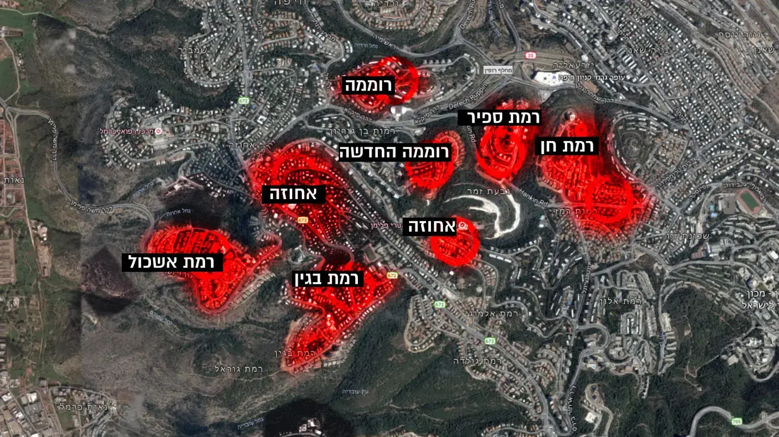 אינפו מוקדי השריפה בחיפה, 24 בנובמבר 2016 אינפו מוקדי השריפה בחיפה, 24 בנובמבר 2016