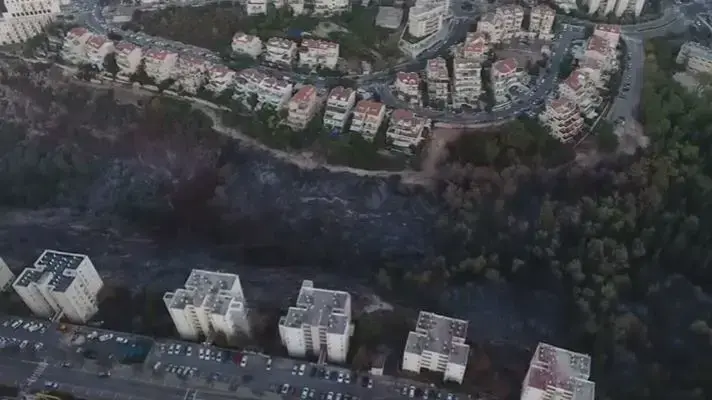 צילום רחפן של נזקי השריפות בחיפה. 26 בנובמבר 2016 צילום רחפן של נזקי השריפות בחיפה. 26 בנובמבר 2016