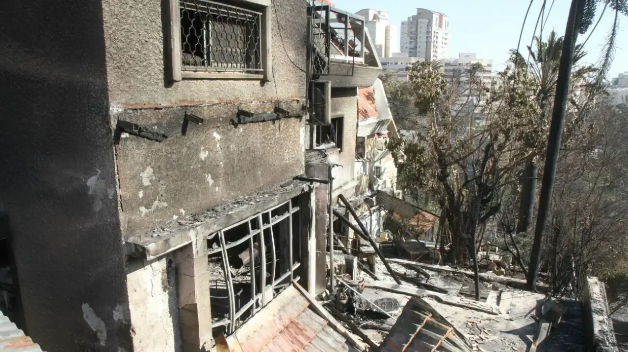 בניינים חרוכים לאחר גל השריפות שפקד את חיפה בשבוע שעבר, 27 בנובמבר 2016 בניינים חרוכים לאחר גל השריפות שפקד את חיפה בשבוע שעבר, 27 בנובמבר 2016