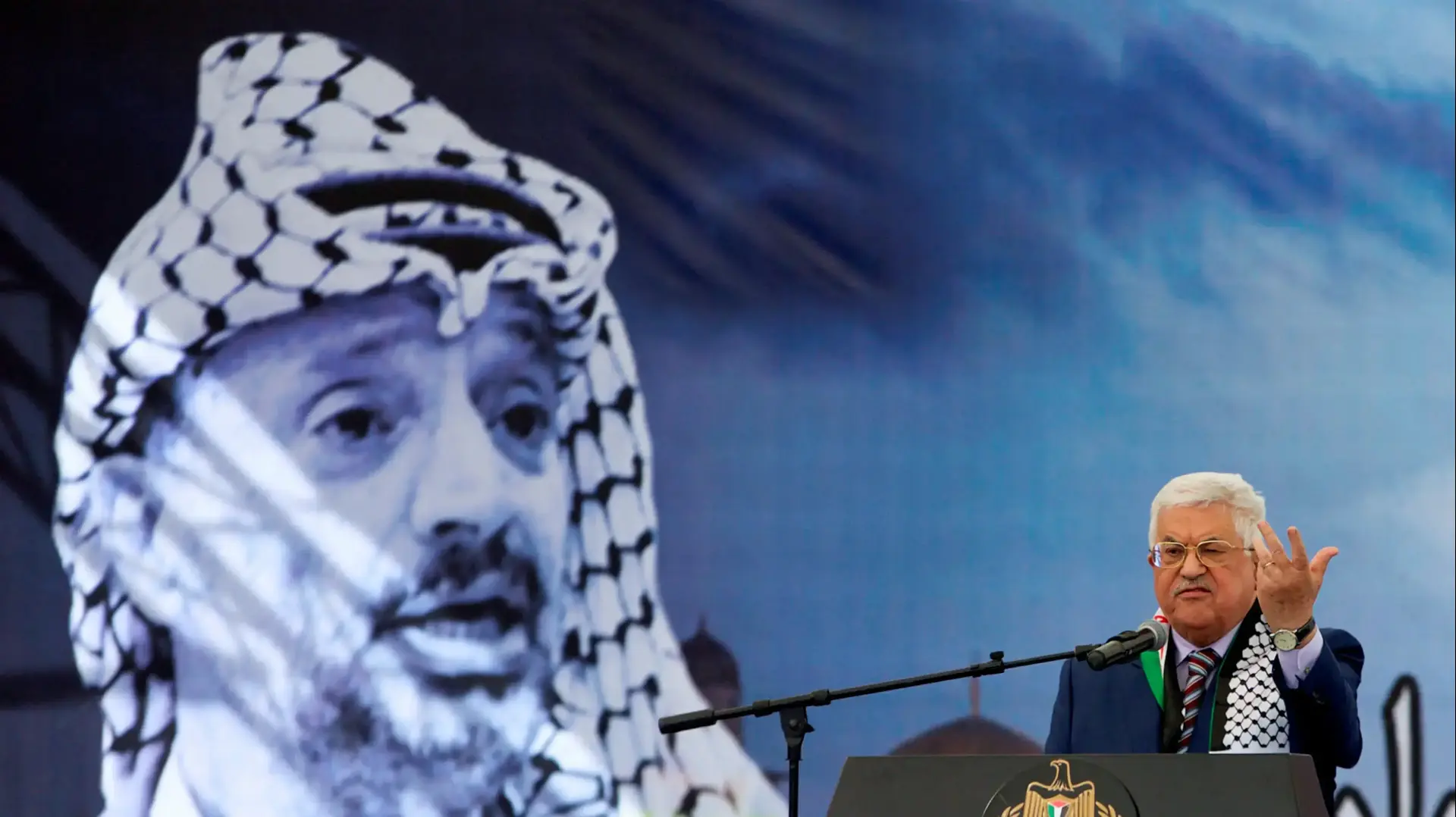 יו"ר הרשות הפלסטינית אבו מאזן בנאום ברמאללה, נובמבר 2016 יו"ר הרשות הפלסטינית אבו מאזן בנאום ברמאללה, נובמבר 2016