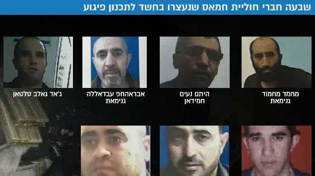 שבעה חברי חוליית חמאס שנעצרו בחשד לתכנון פיגוע שבעה חברי חוליית חמאס שנעצרו בחשד לתכנון פיגוע