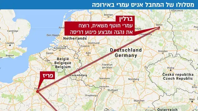 מסלולו של המחבל אניס עמרי באירופה מסלולו של המחבל אניס עמרי באירופה