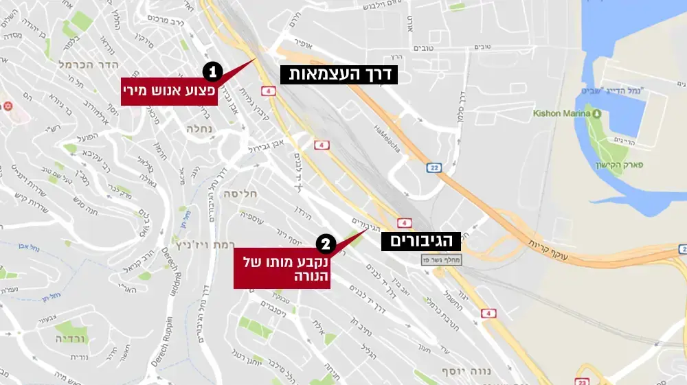 מפה ירי חיפה מפה ירי חיפה