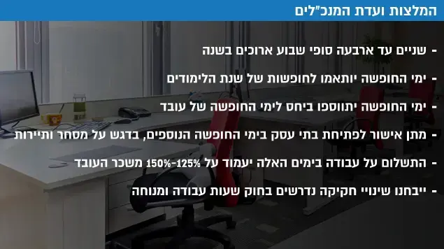 המלצות ועדת המנכ"לים לשבוע העבודה המלצות ועדת המנכ"לים לשבוע העבודה