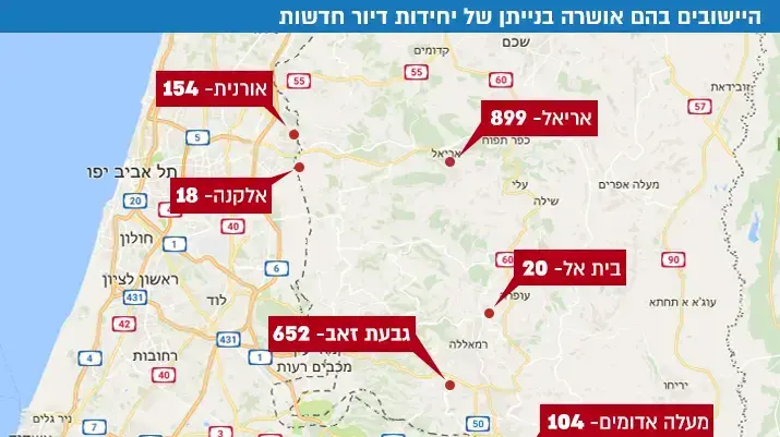 היישובים בהם אושרה בנייתן של יחידות דיור חדשות היישובים בהם אושרה בנייתן של יחידות דיור חדשות