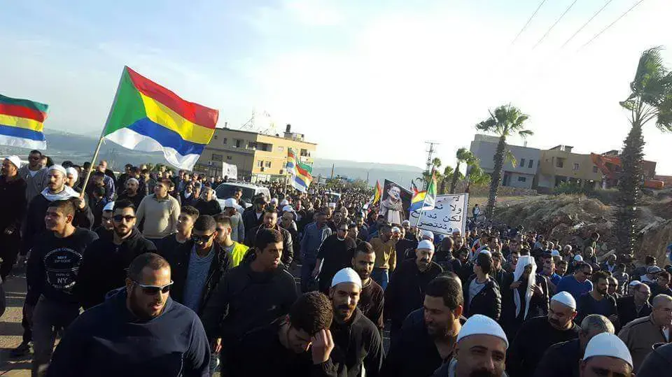 הפגנה בכפר מרר בעקבות תכנית הממשלה להרוס בתים בכפרים דרוזיים, 24 בינואר 2017 הפגנה בכפר מרר בעקבות תכנית הממשלה להרוס בתים בכפרים דרוזיים, 24 בינואר 2017