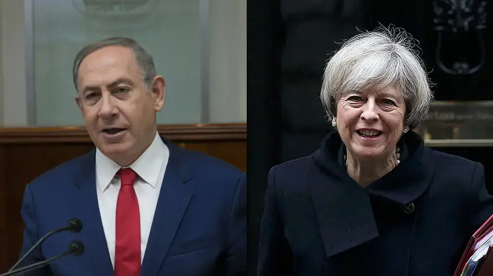 ראש ממשלת בריטניה תרזה מיי וראש הממשלה בנימין נתניהו