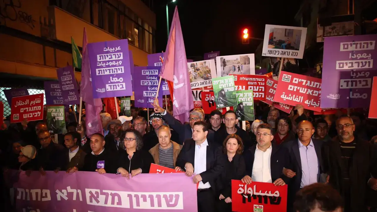 הפגנה נגד מדיניות הממשלה כלפי המגזר הערבי בתל אביב, פברואר 2017 הפגנה נגד מדיניות הממשלה כלפי המגזר הערבי בתל אביב, פברואר 2017