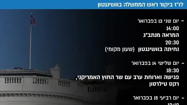 לו"ז ביקור ראש הממשלה בוושינגטון לו"ז ביקור ראש הממשלה בוושינגטון