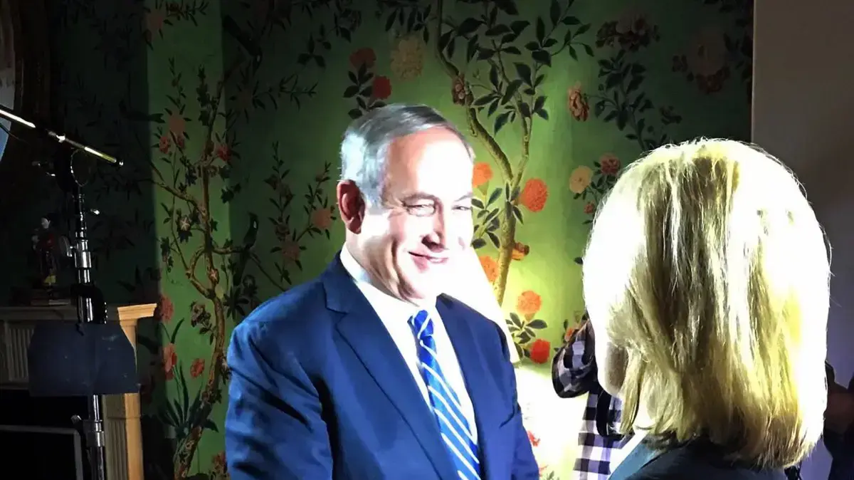 בנימין נתניהו בריאיון עם כתבת MSNBC גרטה ואן ססטרן, וושינגטון, 16 בפברואר 2017 בנימין נתניהו בריאיון עם כתבת MSNBC גרטה ואן ססטרן, וושינגטון, 16 בפברואר 2017