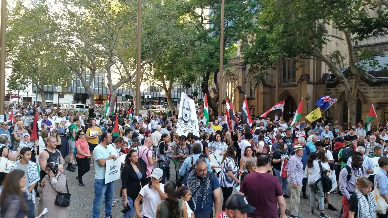 הפגנות נגד בנימין נתניהו במהלך ביקורו בסידני, אוסטרליה. 23 בפברואר 2017