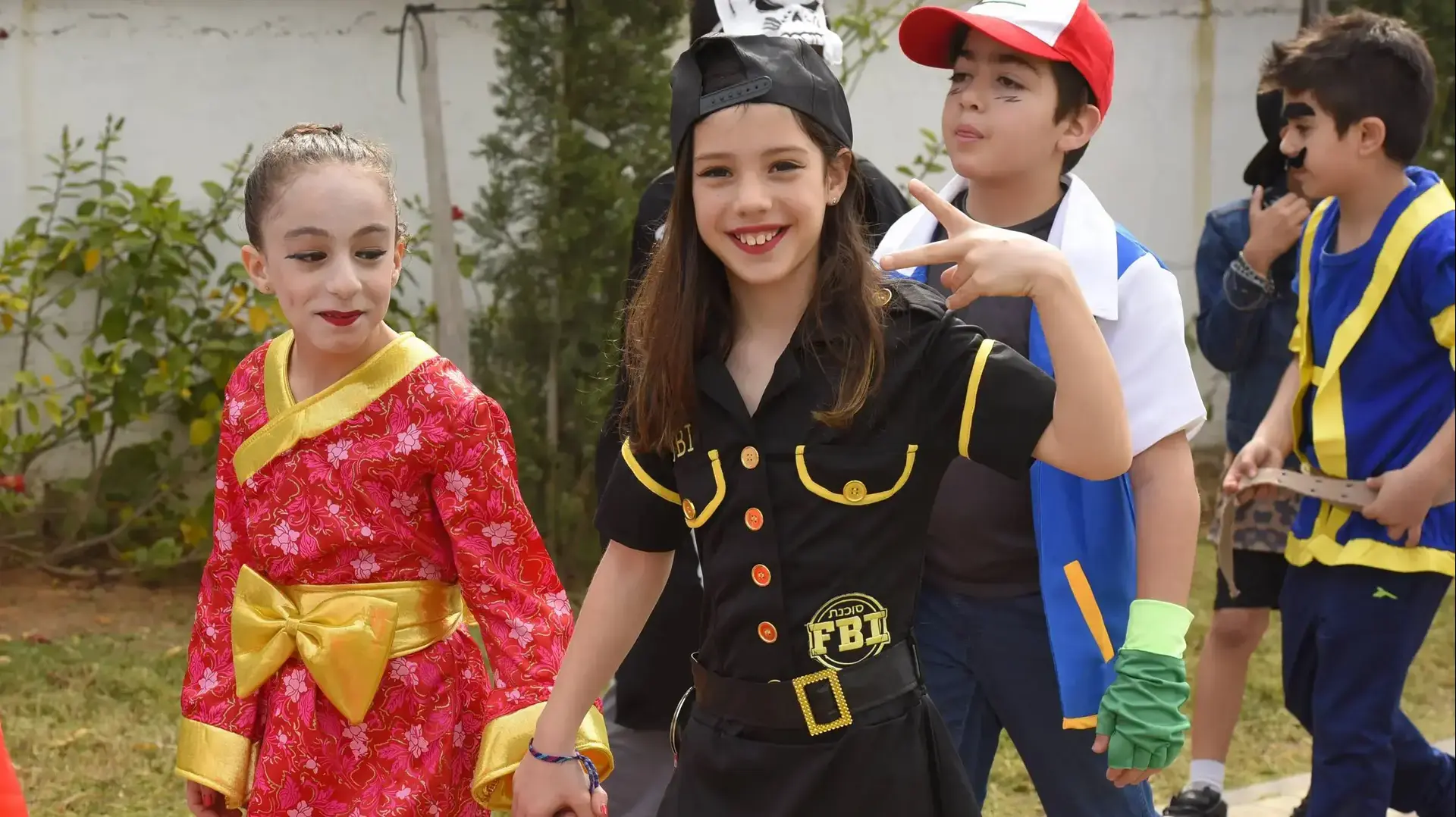 ילדים מחופשים בבית ספר בקריית אונו, פורים 2017
