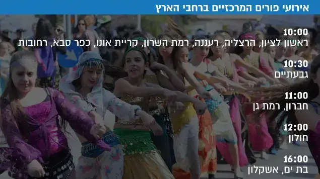 אירועי פורים המרכזיים ברחבי הארץ אירועי פורים המרכזיים ברחבי הארץ