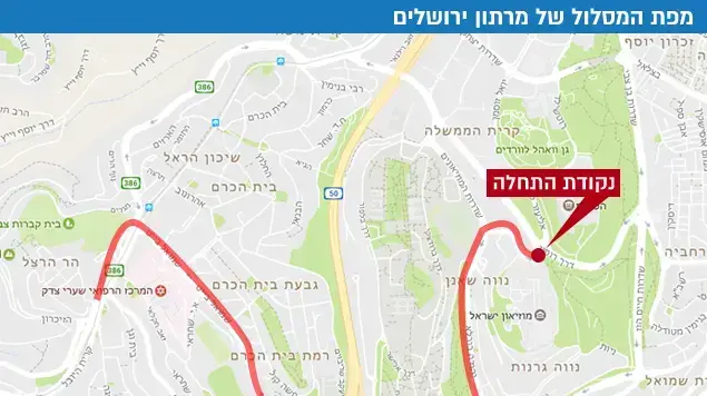 מפת המסלול של מרתון ירושלים מפת המסלול של מרתון ירושלים