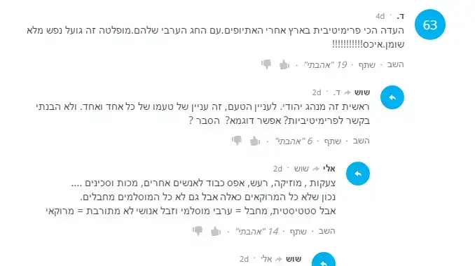 תגובות גזעניות לכתבת מתכון למופלטה, 18 באפריל 2017 תגובות גזעניות לכתבת מתכון למופלטה, 18 באפריל 2017