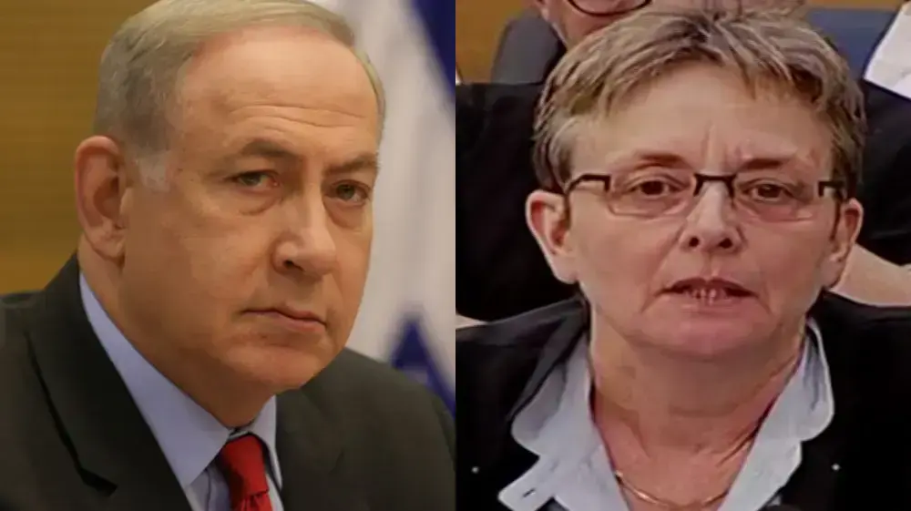 לאה גולדין, אמו של הדר גולדין, התפרצה לעבר ראש הממשלה בדיון על דוח "צוק איתן", אפריל 2017