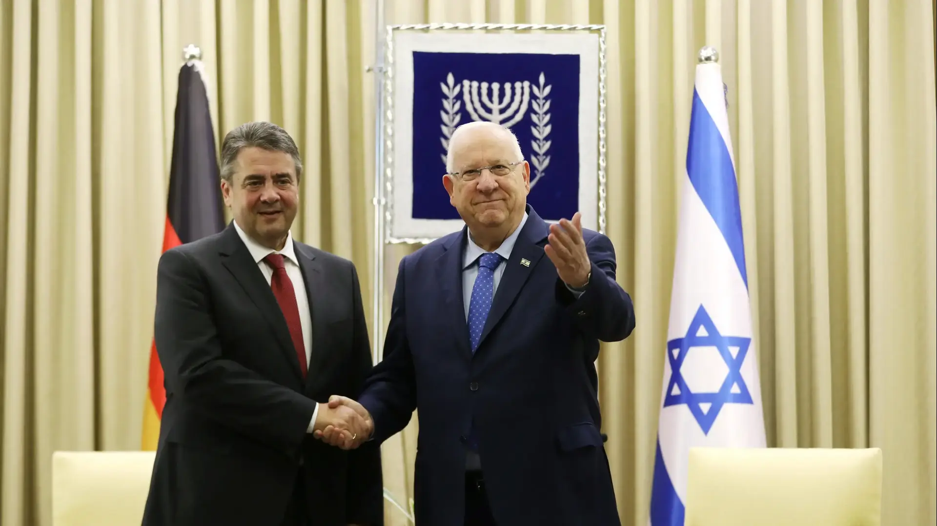 שר החוץ של גרמניה זיגמר גבריאל בפגישה עם הנשיא ראובן ריבלין, ירושלים, 25 באפריל 2017