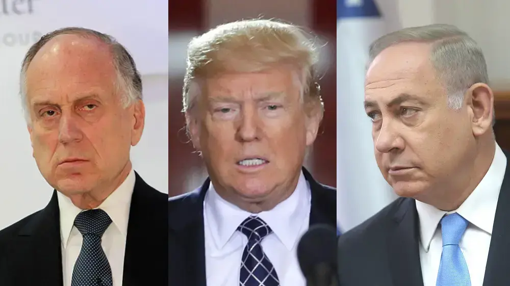 רון לאודר, דונלד טראמפ ובנימין נתניהו אפריל 2017