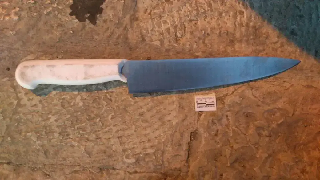 הסכין שבה השתמשה המחבלת בנסיון הפיגוע הערב בשער שכם 7 במאי 2017 הסכין שבה השתמשה המחבלת בנסיון הפיגוע הערב בשער שכם 7 במאי 2017