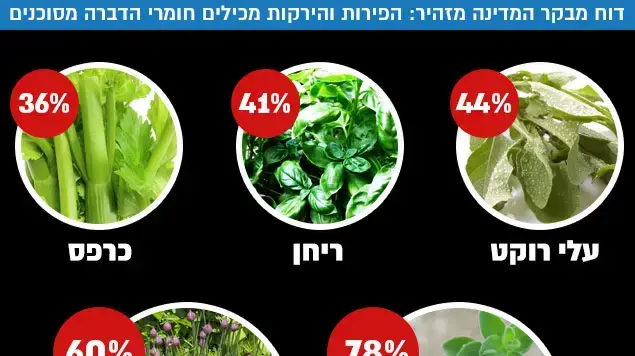 דוח מבקר המדינה מזהיר: הפירות והירקות מכילים חומרי הדברה מסוכנים דוח מבקר המדינה מזהיר: הפירות והירקות מכילים חומרי הדברה מסוכנים